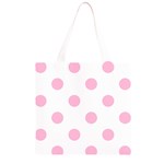 Polka Dots - Cotton Candy Pink on White Grocery Light Tote Bag