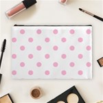 Polka Dots - Cotton Candy Pink on White Cosmetic Bag (L)