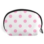 Polka Dots - Cotton Candy Pink on White Accessory Pouch (Large)