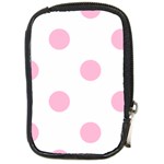 Polka Dots - Cotton Candy Pink on White Compact Camera Leather Case