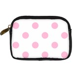 Polka Dots - Cotton Candy Pink on White Digital Camera Leather Case