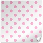 Polka Dots - Cotton Candy Pink on White Canvas 16  x 16 
