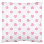 Polka Dots - Cotton Candy Pink on White Large Flano Cushion Case (One Side)