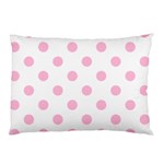 Polka Dots - Cotton Candy Pink on White Pillow Case (One Side)