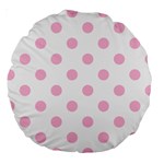 Polka Dots - Cotton Candy Pink on White Large 18  Premium Round Cushion