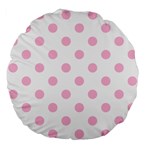 Polka Dots - Cotton Candy Pink on White Large 18  Premium Flano Round Cushion