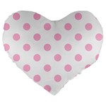 Polka Dots - Cotton Candy Pink on White Large 19  Premium Heart Shape Cushion