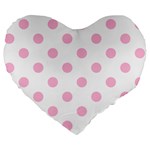 Polka Dots - Cotton Candy Pink on White Large 19  Premium Flano Heart Shape Cushion