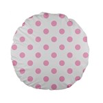 Polka Dots - Cotton Candy Pink on White Standard 15  Premium Flano Round Cushion