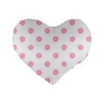 Polka Dots - Cotton Candy Pink on White Standard 16  Premium Heart Shape Cushion
