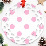 Polka Dots - Cotton Candy Pink on White Ornament (Round Filigree)