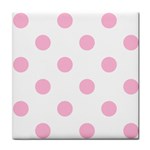Polka Dots - Cotton Candy Pink on White Tile Coaster