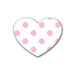 Polka Dots - Cotton Candy Pink on White Rubber Coaster (Heart)