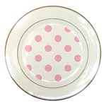 Polka Dots - Cotton Candy Pink on White Porcelain Plate