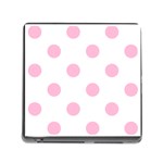 Polka Dots - Cotton Candy Pink on White Memory Card Reader (Square)