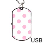 Polka Dots - Cotton Candy Pink on White Dog Tag USB Flash (Two Sides)