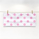 Polka Dots - Cotton Candy Pink on White Hand Towel