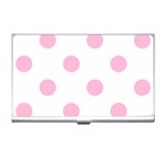 Polka Dots - Cotton Candy Pink on White Business Card Holder