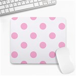 Polka Dots - Cotton Candy Pink on White Large Mousepad