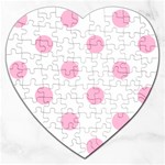 Polka Dots - Cotton Candy Pink on White Jigsaw Puzzle (Heart)
