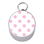 Polka Dots - Cotton Candy Pink on White Silver Compass (Mini)