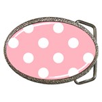 Polka Dots - White on Light Pink Belt Buckle