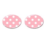 Polka Dots - White on Light Pink Cufflinks (Oval)