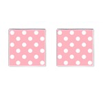 Polka Dots - White on Light Pink Cufflinks (Square)