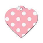 Polka Dots - White on Light Pink Dog Tag Heart (One Side)