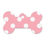 Polka Dots - White on Light Pink Dog Tag Bone (Two Sides)