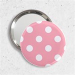 Polka Dots - White on Light Pink 2.25  Handbag Mirror