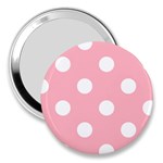 Polka Dots - White on Light Pink 3  Handbag Mirror