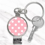 Polka Dots - White on Light Pink Nail Clippers Key Chain