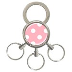 Polka Dots - White on Light Pink 3-Ring Key Chain