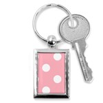Polka Dots - White on Light Pink Key Chain (Rectangle)