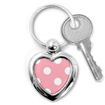 Polka Dots - White on Light Pink Key Chain (Heart)
