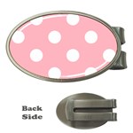 Polka Dots - White on Light Pink Money Clip (Oval)