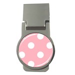 Polka Dots - White on Light Pink Money Clip (Round)