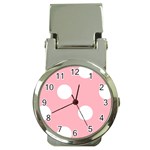 Polka Dots - White on Light Pink Money Clip Watch