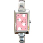 Polka Dots - White on Light Pink Rectangle Italian Charm Watch