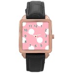 Polka Dots - White on Light Pink Rose Gold Leather Watch