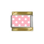 Polka Dots - White on Light Pink Gold Trim Italian Charm (9mm)