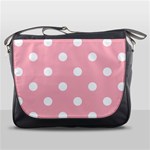 Polka Dots - White on Light Pink Messenger Bag