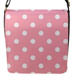 Polka Dots - White on Light Pink Flap Closure Messenger Bag (S)