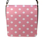 Polka Dots - White on Light Pink Flap Closure Messenger Bag (L)