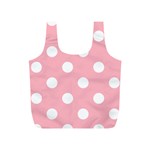 Polka Dots - White on Light Pink Full Print Recycle Bag (S)