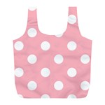 Polka Dots - White on Light Pink Full Print Recycle Bag (L)