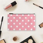Polka Dots - White on Light Pink Cosmetic Bag (S)