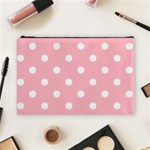 Polka Dots - White on Light Pink Cosmetic Bag (L)