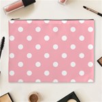 Polka Dots - White on Light Pink Cosmetic Bag (XL)